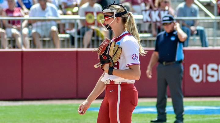 Oklahoma pitcher Berkley Zache stands in the circle against Binghamton in the Norman Regional. Oklahoma pitcher Berkley Zache stands in the circle against Binghamton in the Norman Regional.