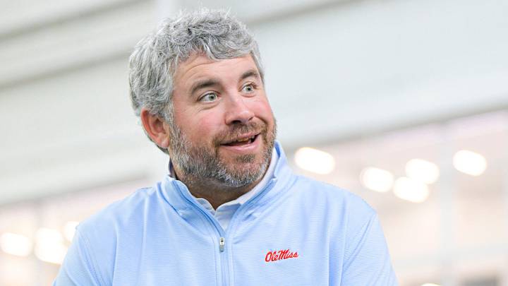 Head coach Pete Golding speaks at Ole Miss “Meet the Rebels” in Oxford, Miss. on Saturday, April 25, 2026. Head coach Pete Golding speaks at Ole Miss “Meet the Rebels” in Oxford, Miss. on Saturday, April 25, 2026.