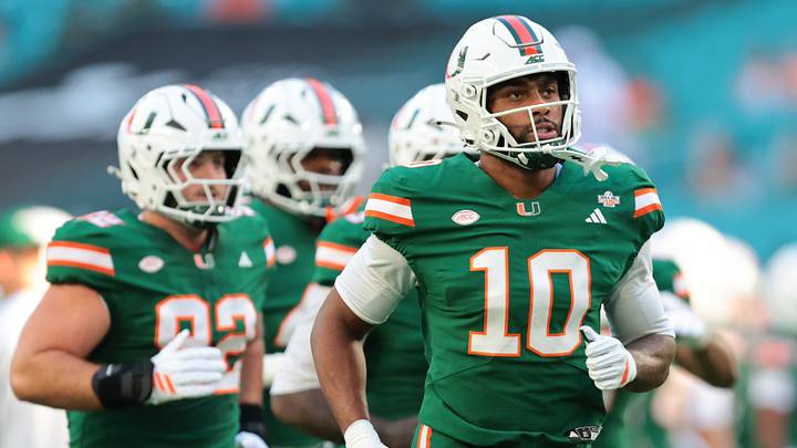 Sep 26, 2026; Miami Gardens, Florida, USA; Miami Hurricanes defensive end Damon Wilson II (10) runs on the field before the game against the Central Michigan Chippewas at Hard Rock Stadium. Mandatory Credit: Sam Navarro-Imagn Images