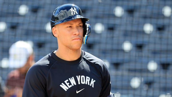 Feb 12, 2026; Tampa, FL, USA; New York Yankees right fielder Aaron Judge (99) during live batting practice during spring training workouts at George M. Steinbrenner Field. Mandatory Credit: Kim Klement Neitzel-Imagn Images Feb 12, 2026; Tampa, FL, USA; New York Yankees right fielder Aaron Judge (99) during live batting practice during spring training workouts at George M. Steinbrenner Field. Mandatory Credit: Kim Klement Neitzel-Imagn Images