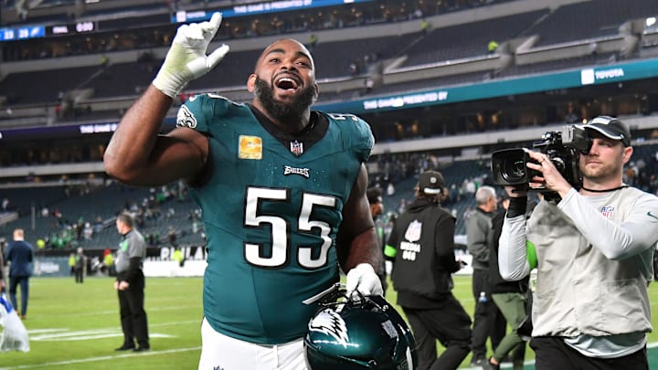 Nov 5, 2023; Philadelphia, Pennsylvania, USA;  Philadelphia Eagles defensive end Brandon Graham (55)