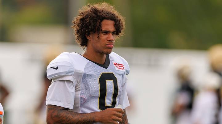 Aug 08, 2026; Metairie, LA, USA; New Orleans Saints wide receiver Jordyn Tyson (0) during training camp at Ochsner Sports Performance Center. Mandatory Credit: Stephen Lew-Imagn Images Aug 08, 2026; Metairie, LA, USA; New Orleans Saints wide receiver Jordyn Tyson (0) during training camp at Ochsner Sports Performance Center. Mandatory Credit: Stephen Lew-Imagn Images