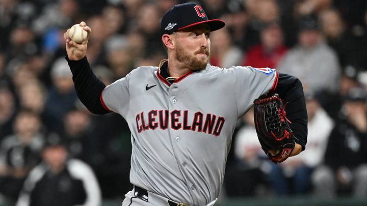 Oct 8, 2026: Cleveland Guardians pitcher Tanner Bibee (28) throws a pitch during the fifth inning against the Chicago White Sox in game four of the ALDS for the 2026 MLB Playoffs at Rate Field.  Credit: Matt Marton-Imagn Images