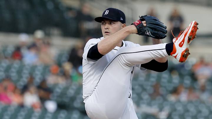 May 14, 2025; Detroit, Michigan, USA;  Detroit Tigers pitcher Tarik Skubal (29) pitches in the first inning against the Boston Red Sox at Comerica Park. Mandatory Credit: Rick Osentoski-Imagn Images