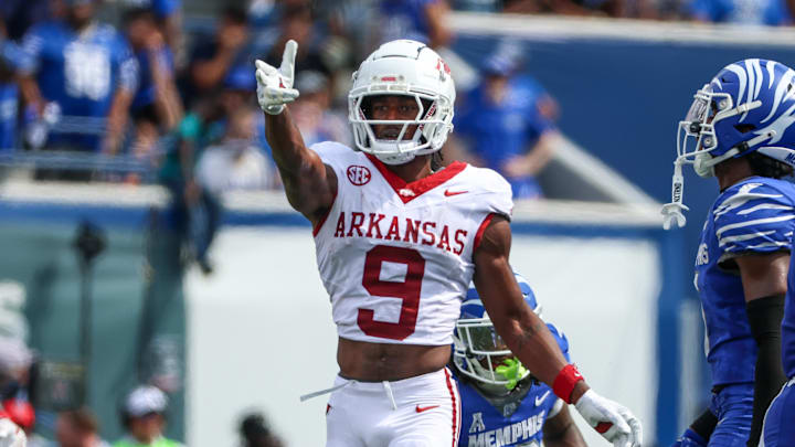 Arkansas Razorbacks wide receiver O'Mega Blake is one of two key contributors at receiver. Arkansas Razorbacks wide receiver O'Mega Blake is one of two key contributors at receiver.