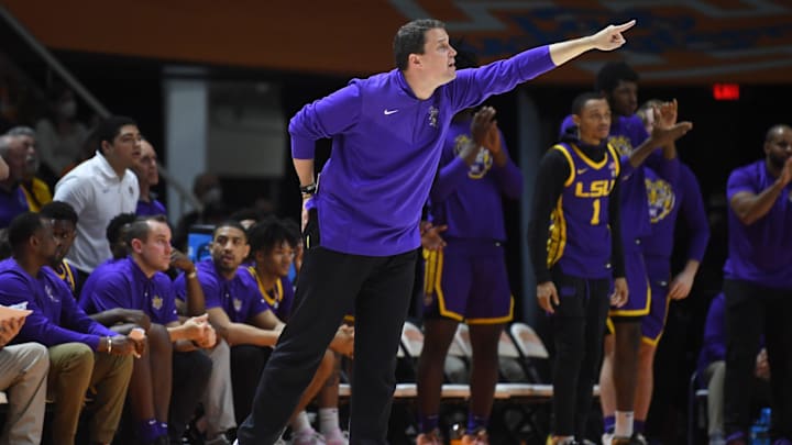 LSU head coach Will Wade yells to players on the court during a basketball game between Tennessee and LSU at Thompson-Boling Arena in Knoxville, Tenn., on Saturday, Jan. 22, 2022. Tennessee defeated LSU 64-50.

Tennesseelsu0122 1667