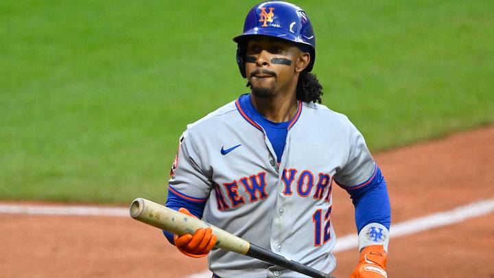 Aug 4, 2026; Cleveland, Ohio, USA; New York Mets shortstop Francisco Lindor (12) reacts after striking out in the seventh inning against the Cleveland Guardians at Progressive Field. Mandatory Credit: David Richard-Imagn Images Aug 4, 2026; Cleveland, Ohio, USA; New York Mets shortstop Francisco Lindor (12) reacts after striking out in the seventh inning against the Cleveland Guardians at Progressive Field. Mandatory Credit: David Richard-Imagn Images