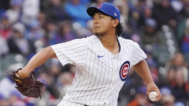 Apr 1, 2024; Chicago, Illinois, USA; Chicago Cubs starting pitcher Shota Imanaga (18) pitches Apr 1, 2024; Chicago, Illinois, USA; Chicago Cubs starting pitcher Shota Imanaga (18) pitches