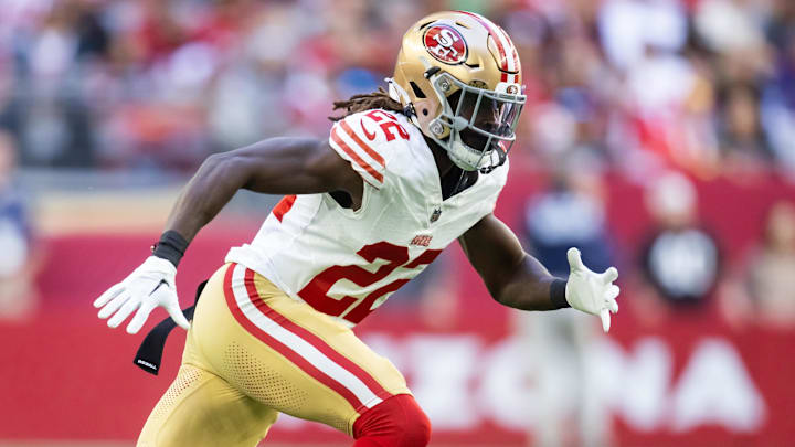 Jan 5, 2025; Glendale, Arizona, USA; San Francisco 49ers cornerback Isaac Yiadom (22) against the Arizona Cardinals at State Farm Stadium.