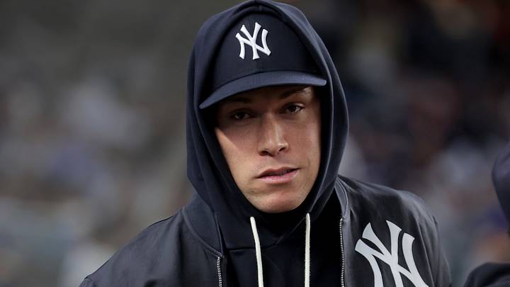 Sep 29, 2026; Bronx, New York, USA; New York Yankees injured right fielder Aaron Judge (99) watches from the dugout during the third inning of game one of the Wildcard round of the 2026 MLB Playoffs against the Boston Red Sox at Yankee Stadium. Mandatory Credit: Brad Penner-Imagn Images Sep 29, 2026; Bronx, New York, USA; New York Yankees injured right fielder Aaron Judge (99) watches from the dugout during the third inning of game one of the Wildcard round of the 2026 MLB Playoffs against the Boston Red Sox at Yankee Stadium. Mandatory Credit: Brad Penner-Imagn Images