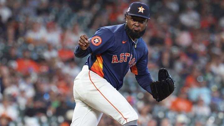 Houston Astros starting pitcher Cristian Javier (53) reacts after a pitch.  Credit: Troy Taormina-Imagn Images