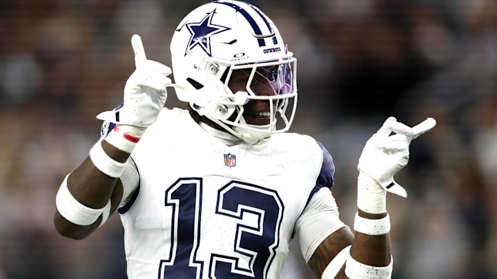 Dallas Cowboys linebacker DeMarvion Overshown reacts after making a tackle against the Cincinnati Bengals at AT&T Stadium Dallas Cowboys linebacker DeMarvion Overshown reacts after making a tackle against the Cincinnati Bengals at AT&T Stadium