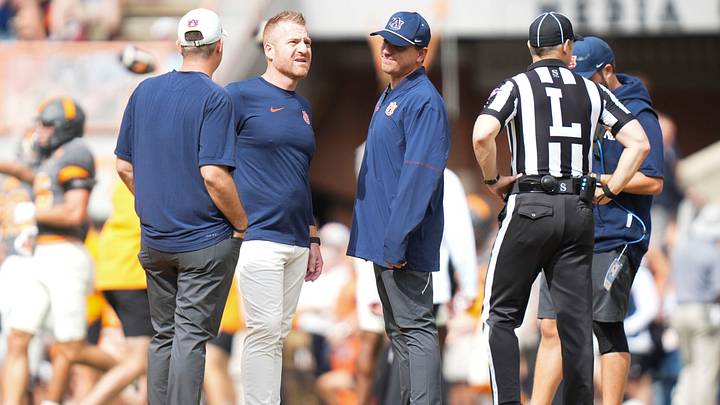 Auburn coach Alex Golesh on the field before a game between Tennessee and Auburn in Knoxville, Tenn., Oct. 3, 2026. Auburn coach Alex Golesh on the field before a game between Tennessee and Auburn in Knoxville, Tenn., Oct. 3, 2026.