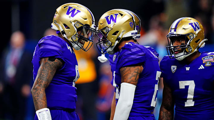 Jan 1, 2024; New Orleans, LA, USA; Washington Huskies wide receiver Ja'Lynn Polk (2) celebrates with