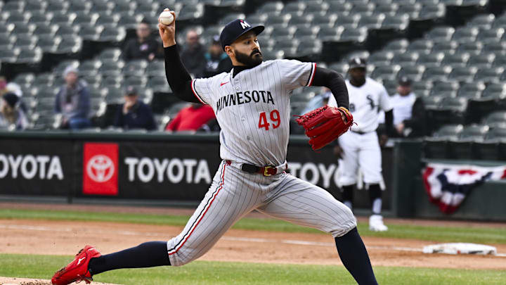 Minnesota Twins pitcher Pablo Lopez throws against the Chicago White Sox during the first inning at Guaranteed Rate Field in Chicago on April 2, 2025. Minnesota Twins pitcher Pablo Lopez throws against the Chicago White Sox during the first inning at Guaranteed Rate Field in Chicago on April 2, 2025.