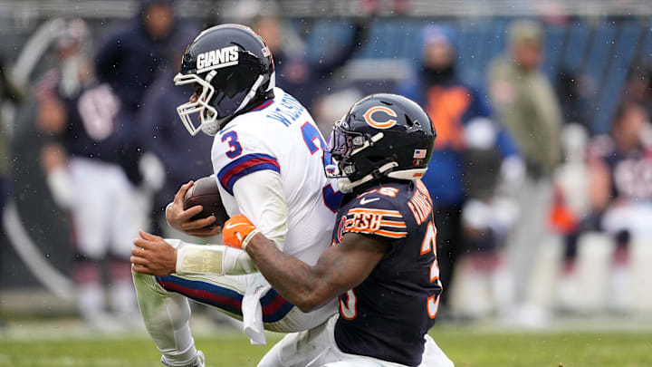 New York Giants quarterback Russell Wilson gets sacked New York Giants quarterback Russell Wilson gets sacked