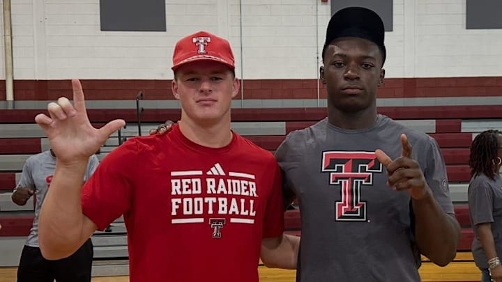 Benedictine junior LaDamion Guyton (right) committed to play football at Texas Tech on Thursday, Aug. 7, 2025. He's pictured with Cadet teammates Stephen Cannon, a senior quarterback also committed to Texas Tech.