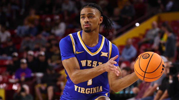 Jan 21, 2026; Tempe, Arizona, USA; West Virginia Mountaineers guard Jasper Floyd (1) against the Arizona State Sun Devils at Desert Financial Arena. Mandatory Credit: Mark J. Rebilas-Imagn Images Jan 21, 2026; Tempe, Arizona, USA; West Virginia Mountaineers guard Jasper Floyd (1) against the Arizona State Sun Devils at Desert Financial Arena. Mandatory Credit: Mark J. Rebilas-Imagn Images
