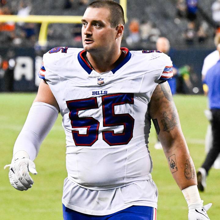 Buffalo Bills defensive end Michael Hoecht after the second half against the Chicago Bears at Soldier Field.