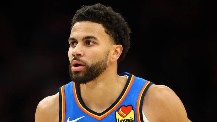 Apr 27, 2026; Phoenix, Arizona, USA; Oklahoma City Thunder guard Ajay Mitchell (25) against the Phoenix Suns during game four of the first round of the 2026 NBA Playoffs at Mortgage Matchup Center. Mandatory Credit: Mark J. Rebilas-Imagn Images Apr 27, 2026; Phoenix, Arizona, USA; Oklahoma City Thunder guard Ajay Mitchell (25) against the Phoenix Suns during game four of the first round of the 2026 NBA Playoffs at Mortgage Matchup Center. Mandatory Credit: Mark J. Rebilas-Imagn Images