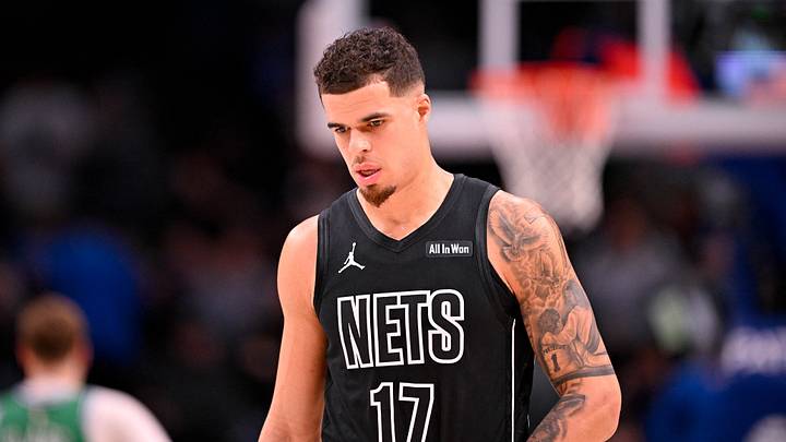 Jan 12, 2026; Dallas, Texas, USA; Brooklyn Nets forward Michael Porter Jr. (17) walks back up the court at the end of the game against the Dallas Mavericks at the American Airlines Center. Mandatory Credit: Jerome Miron-Imagn Images