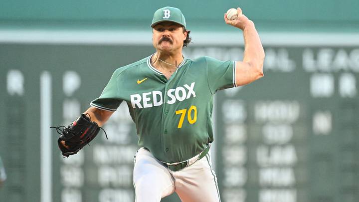 Aug 7, 2026; Boston, Massachusetts, USA; Boston Red Sox starting pitcher Payton Tolle (70) pitches against the Athletics during the first inning at Fenway Park. Mandatory Credit: Eric Canha-Imagn Images