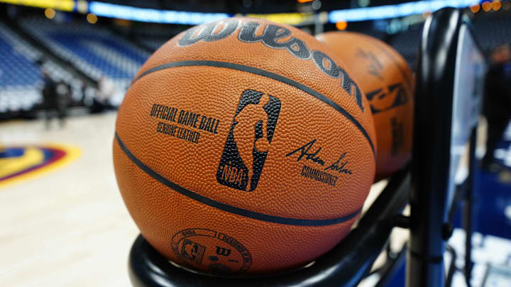 Apr 19, 2025; Denver, Colorado, USA; General view of a NBA Wilson basketball before the game between the LA Clippers against the Denver Nuggets at Ball Arena. Mandatory Credit: Ron Chenoy-Imagn Images Apr 19, 2025; Denver, Colorado, USA; General view of a NBA Wilson basketball before the game between the LA Clippers against the Denver Nuggets at Ball Arena. Mandatory Credit: Ron Chenoy-Imagn Images