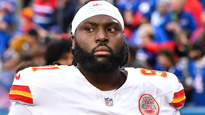 Nov 17, 2024; Orchard Park, New York, USA; Kansas City Chiefs defensive tackle Derrick Nnadi (91) leaves the field before a game against the Buffalo Bills at Highmark Stadium.