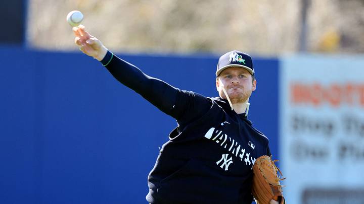 Feb 13, 2026; Tampa, FL, USA; New York Yankees pitcher Clarke Schmidt (36) works out during spring training practices at George M. Steinbrenner Field. Mandatory Credit: Kim Klement Neitzel-Imagn Images Feb 13, 2026; Tampa, FL, USA; New York Yankees pitcher Clarke Schmidt (36) works out during spring training practices at George M. Steinbrenner Field. Mandatory Credit: Kim Klement Neitzel-Imagn Images
