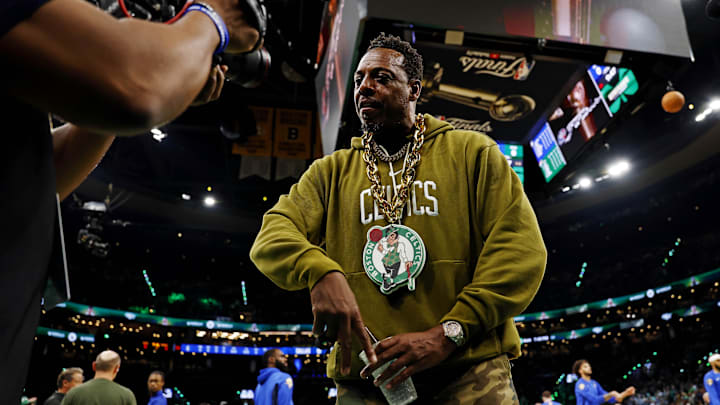 Jun 9, 2024; Boston, Massachusetts, USA; Boston Celtics former player Paul Pierce before game two of the 2024 NBA Finals between the Boston Celtics and the Dallas Mavericks at TD Garden. Mandatory Credit: Peter Casey-Imagn Images