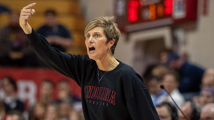 Indiana Head Coach Teri Moren during thte Indiana versus Butler women's basketball game at Simon Skjodt Assembly Hall on Wednesday, Nov. 19, 2025.
