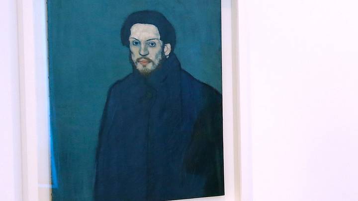 Pablo Picasso’s 1901 self-portrait captures the cool color palette and tone that defined his Blue Period. Pablo Picasso’s 1901 self-portrait captures the cool color palette and tone that defined his Blue Period.