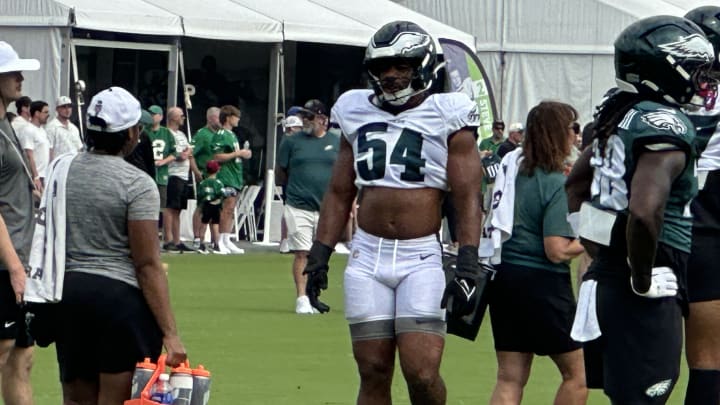 Jeremiah Trotter, Jr., had an interception against the Patriots in their joint practice. Jeremiah Trotter, Jr., had an interception against the Patriots in their joint practice.