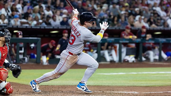 Sep 7, 2025; Phoenix, Arizona, USA; Boston Red Sox first baseman Romy Gonzalez against the Arizona Diamondbacks at Chase Field. Mandatory Credit: Mark J. Rebilas-Imagn Images Sep 7, 2025; Phoenix, Arizona, USA; Boston Red Sox first baseman Romy Gonzalez against the Arizona Diamondbacks at Chase Field. Mandatory Credit: Mark J. Rebilas-Imagn Images