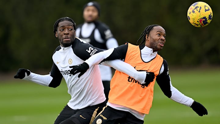 Axel Disasi (left) and Raheem Sterling were both barred from first-team training for the first half of the season.