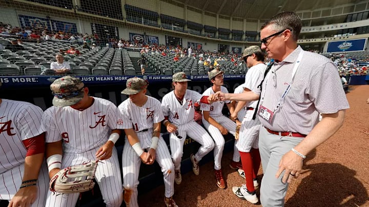 Alabama baseball players with UA athletics director Greg Byrne.