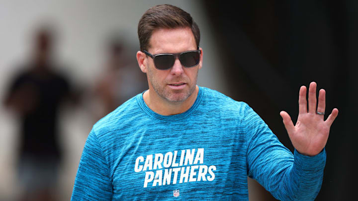CHARLOTTE, NORTH CAROLINA - JUNE 04: Dan Morgan, President of Football Operations and General Manager of the Carolina Panthers, attends Carolina Panthers OTA Offseason Workout on June 04, 2024 in Charlotte, North Carolina. 