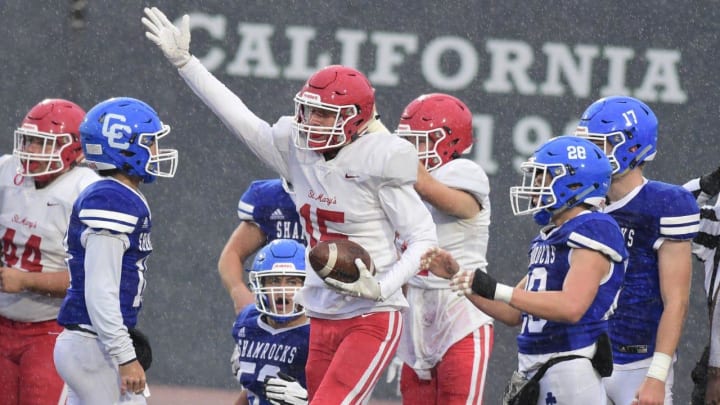 Trey Cosnowski signals Orchard Lake St. Mary's recovered a fumble against Catholic Central. Detroit Catholic Central falls to Orchard Lake St. Mary's 13-0 in the Catholic League Bishop Championship on Oct. 26 at Eastern Michigan.
Trey Cosnowski Signals His Team Recovering Football On Cc Fumble Trey Cosnowski signals Orchard Lake St. Mary's recovered a fumble against Catholic Central. Detroit Catholic Central falls to Orchard Lake St. Mary's 13-0 in the Catholic League Bishop Championship on Oct. 26 at Eastern Michigan.
Trey Cosnowski Signals His Team Recovering Football On Cc Fumble