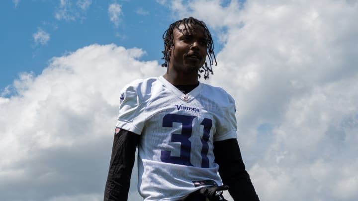 Khyree Jackson at offseason practice with the Minnesota Vikings. 
