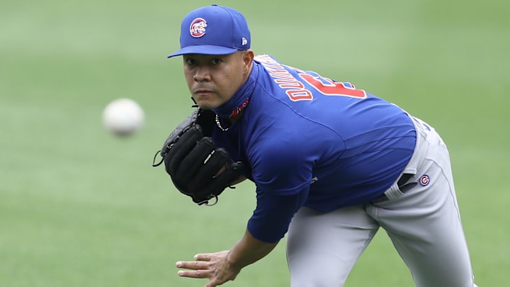 Sep 24, 2020; Pittsburgh, Pennsylvania, USA; Chicago Cubs pitcher Jose Quintana (62) throws in the outfield before the game against the Pittsburgh Pirates at PNC Park Sep 24, 2020; Pittsburgh, Pennsylvania, USA; Chicago Cubs pitcher Jose Quintana (62) throws in the outfield before the game against the Pittsburgh Pirates at PNC Park