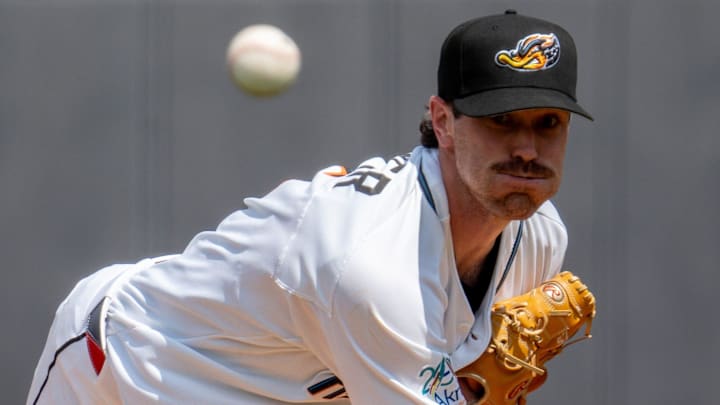 Guardians starting pitcher Shane Bieber makes a rehab start for the Akron RubberDucks on July 29, 2025, at Canal Park.