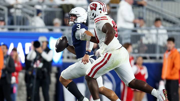 Penn State Nittany Lions quarterback Rocco Becht (3) runs with the ball during the fourth quarter against the Wisconsin Badgers at Beaver Stadium. Penn State Nittany Lions quarterback Rocco Becht (3) runs with the ball during the fourth quarter against the Wisconsin Badgers at Beaver Stadium.