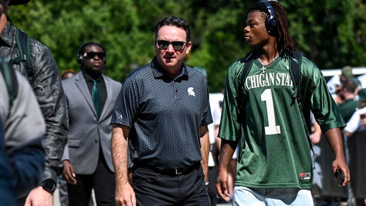 Michigan State's head coach Jonathan Smith enters Spartan Stadium before the football game against Prairie View A&M on Saturday, Sept. 14, 2024, in East Lansing.