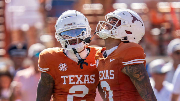 Texas Longhorns wide receiver DeAndre Moore Jr. (0) reacts after narrowing missing a touch down as the Texas Longhorns take on Mississippi State at Darrell K Royal-Texas Memorial Stadium in Austin Saturday, Sept. 28, 2024. Texas Longhorns wide receiver DeAndre Moore Jr. (0) reacts after narrowing missing a touch down as the Texas Longhorns take on Mississippi State at Darrell K Royal-Texas Memorial Stadium in Austin Saturday, Sept. 28, 2024.