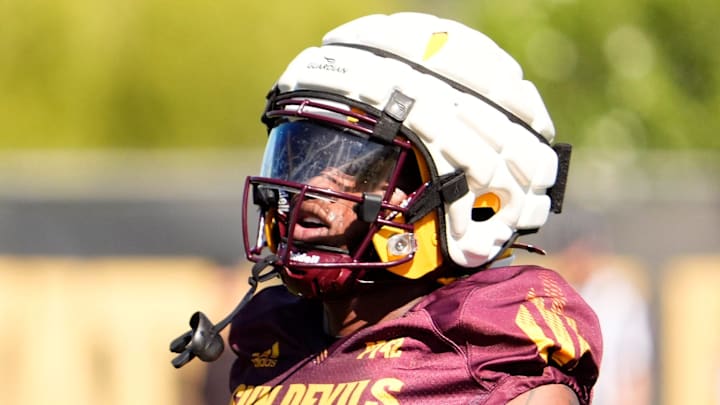 Arizona State running back Kanye Udoh (6) during spring football practice at Kajikawa practice fields in Tempe on Tuesday, March 25, 2025.