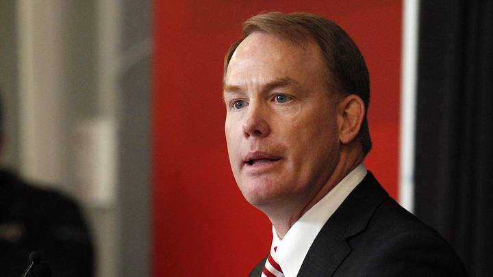 Dec 5, 2014; Lincoln, NE, USA; Nebraska Cornhuskers athletic director Shawn Eichorst speaks a press conference to introduce head coach Mike Riley (not pictured) at Memorial Stadium. Mandatory Credit: Bruce Thorson-Imagn Images Dec 5, 2014; Lincoln, NE, USA; Nebraska Cornhuskers athletic director Shawn Eichorst speaks a press conference to introduce head coach Mike Riley (not pictured) at Memorial Stadium. Mandatory Credit: Bruce Thorson-Imagn Images
