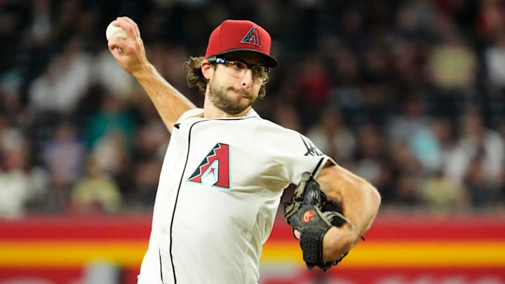 Arizona Diamondbacks pitcher Zac Gallen (23) throws to the San Francisco Giants in the first inning at Chase Field in Phoenix on Sept. 25, 2024.