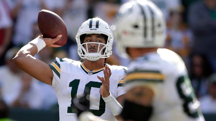 Green Bay Packers quarterback Jordan Love (10) against the Houston Texans on Sunday, Oct. 20, at Lambeau Field. Green Bay Packers quarterback Jordan Love (10) against the Houston Texans on Sunday, Oct. 20, at Lambeau Field.