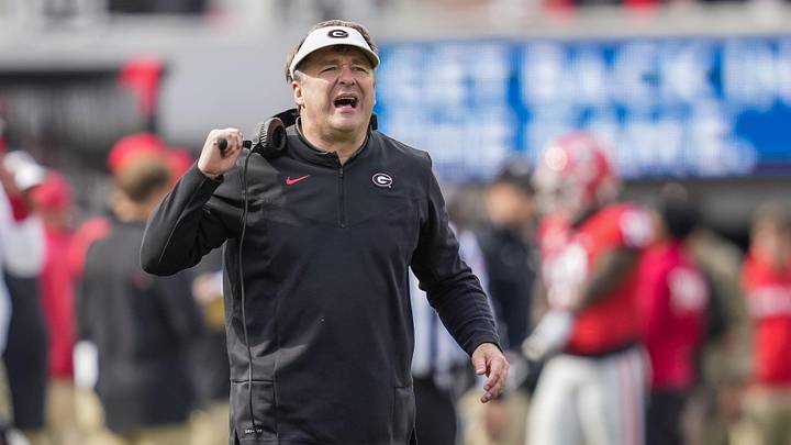 Nov 6, 2021; Athens, Georgia, USA; Georgia Bulldogs head coach Kirby Smart reacts on the sideline during the game against the Missouri Tigers during the second half at Sanford Stadium. Mandatory Credit: Dale Zanine-Imagn Images Nov 6, 2021; Athens, Georgia, USA; Georgia Bulldogs head coach Kirby Smart reacts on the sideline during the game against the Missouri Tigers during the second half at Sanford Stadium. Mandatory Credit: Dale Zanine-Imagn Images