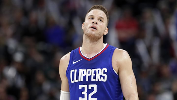 Jan 20, 2018; Salt Lake City, UT, USA; LA Clippers forward Blake Griffin (32) reacts during their game against the Utah Jazz at Vivint Smart Home Arena. Mandatory Credit: Jeff Swinger-Imagn Images